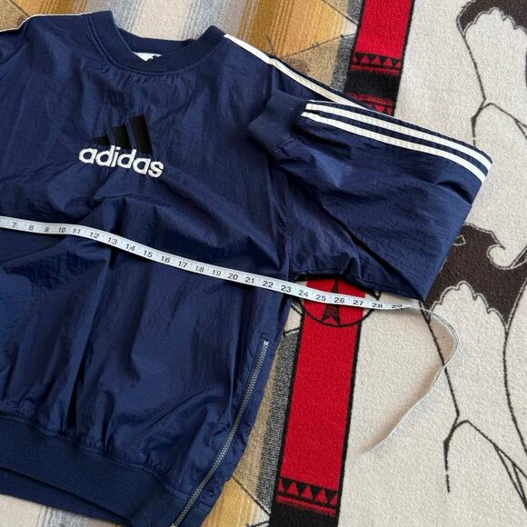 Vintage 90s Adidas Pullover Windbreaker Size Medium Embroidered 3 Stripes Navy - Picture 6 of 8